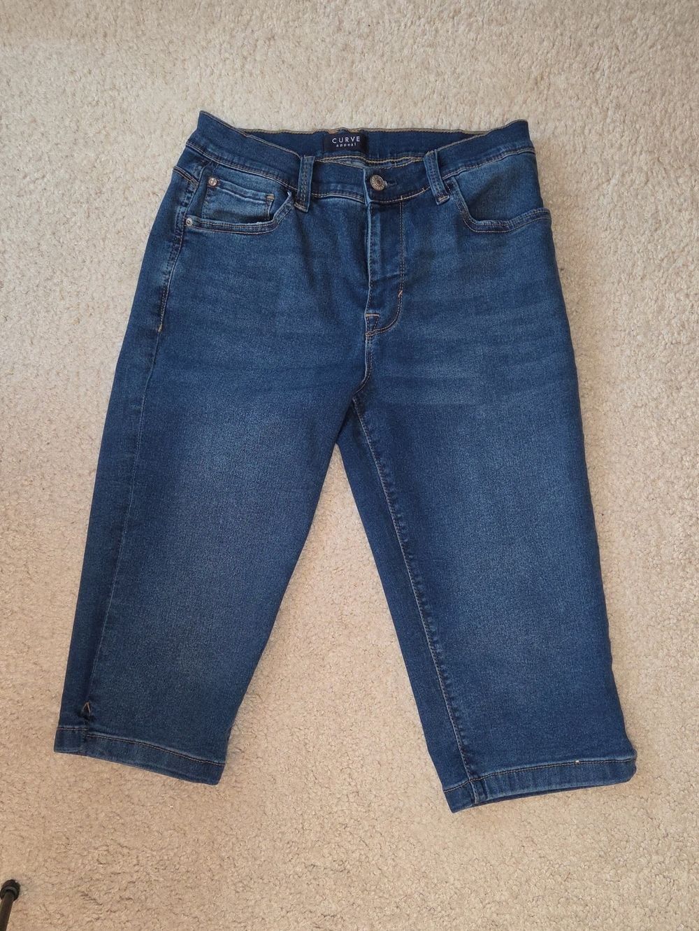 Curve Appeal Blue Capri Stretch Denim Jeans Size 8
